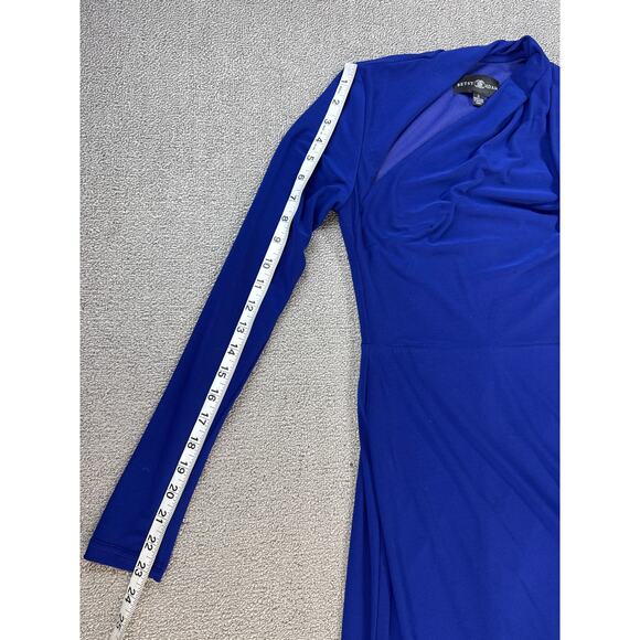 NWT Besty & Adam Dress Full Length Maxi One Shoulder Long Sleeve Blue Size 2 - Picture 9 of 13